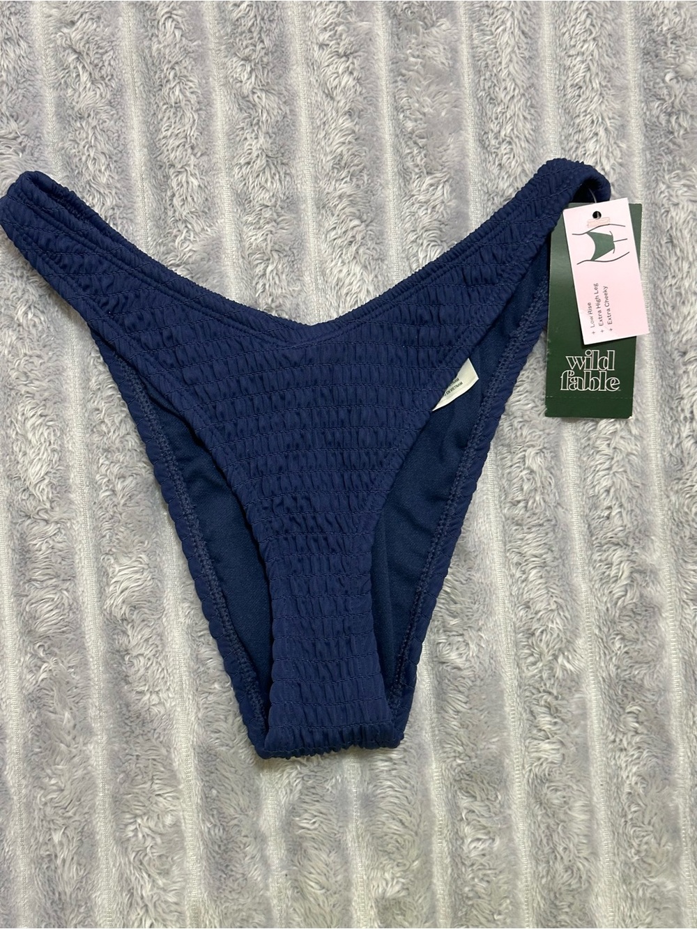Wild Fable Smocked Bikini Bottom — Navy Blue — XS (0–2)